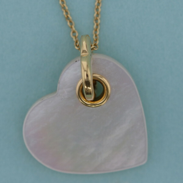 Tiffany Shell Heart Mother Of Pearl Necklace Yellow Gold